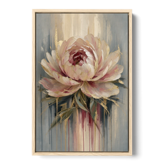 Luxury Gilded Blush Peony - Oak Framed Canvas Wall Art - Front