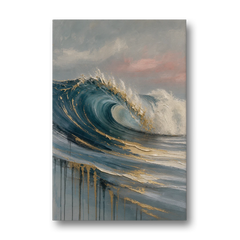 Luxury Gilded Ocean Curl for the Bathroom - Canvas Wall Art - Front