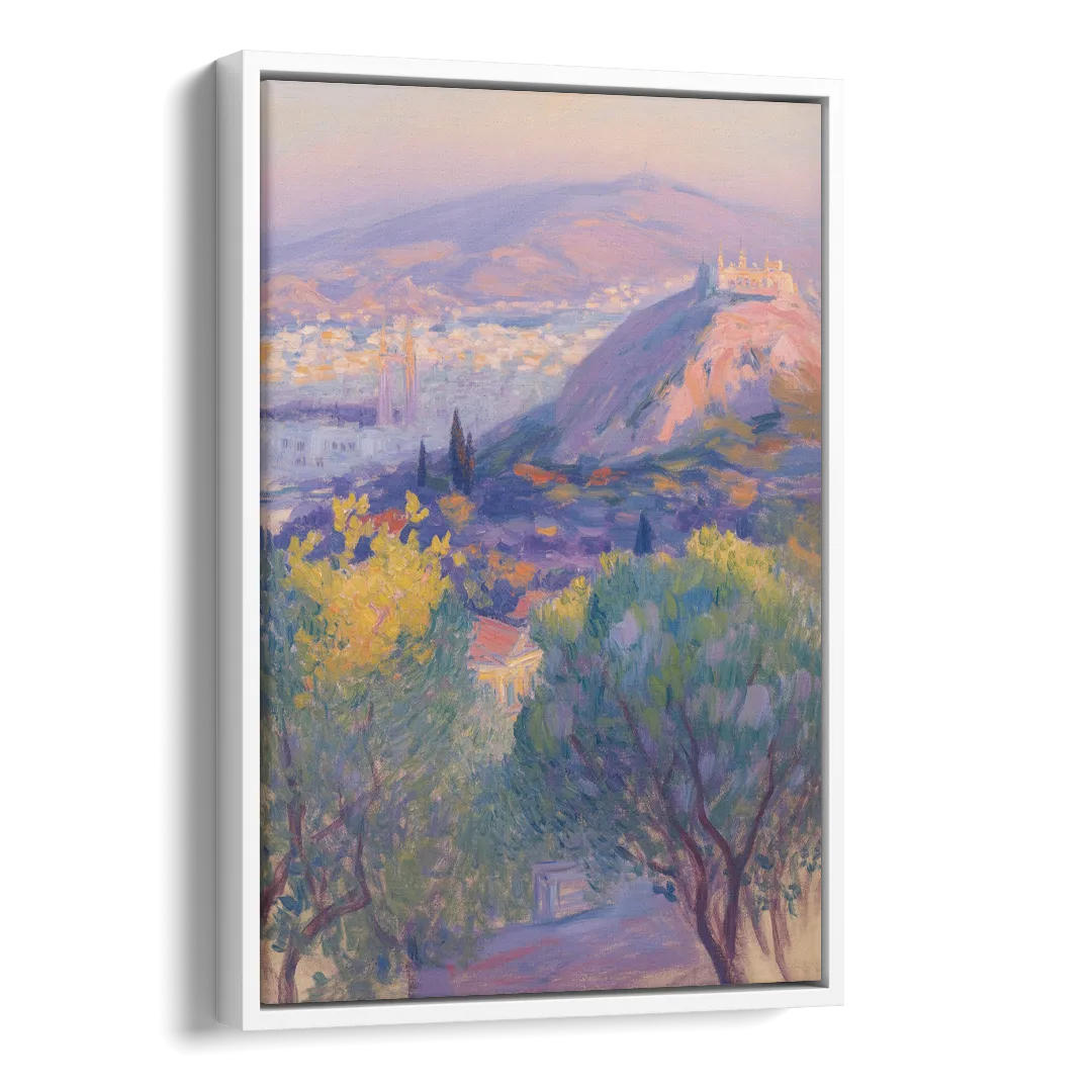 Lycabettus Hill View Side - White Canvas Wall Art