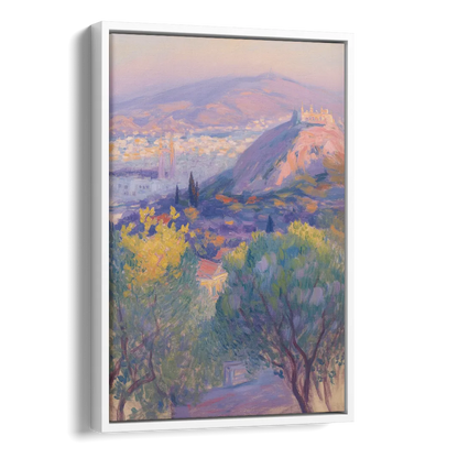 Lycabettus Hill View Side - White Canvas Wall Art