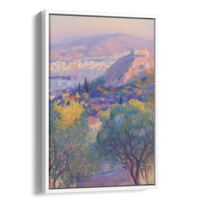 Lycabettus Hill View Side - White Canvas Wall Art