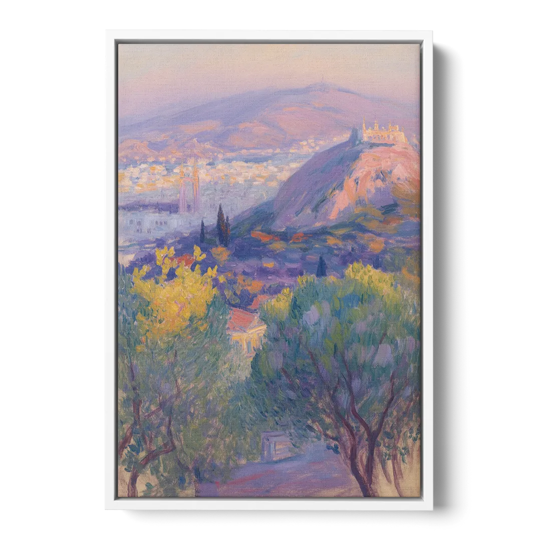 Lycabettus Hill View Front - White Canvas Wall Art