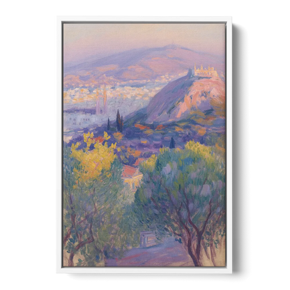 Lycabettus Hill View Front - White Canvas Wall Art