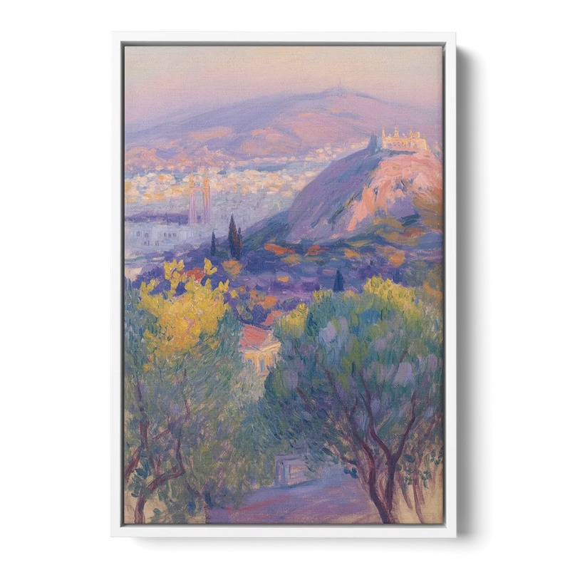Lycabettus Hill View Front - White Canvas Wall Art