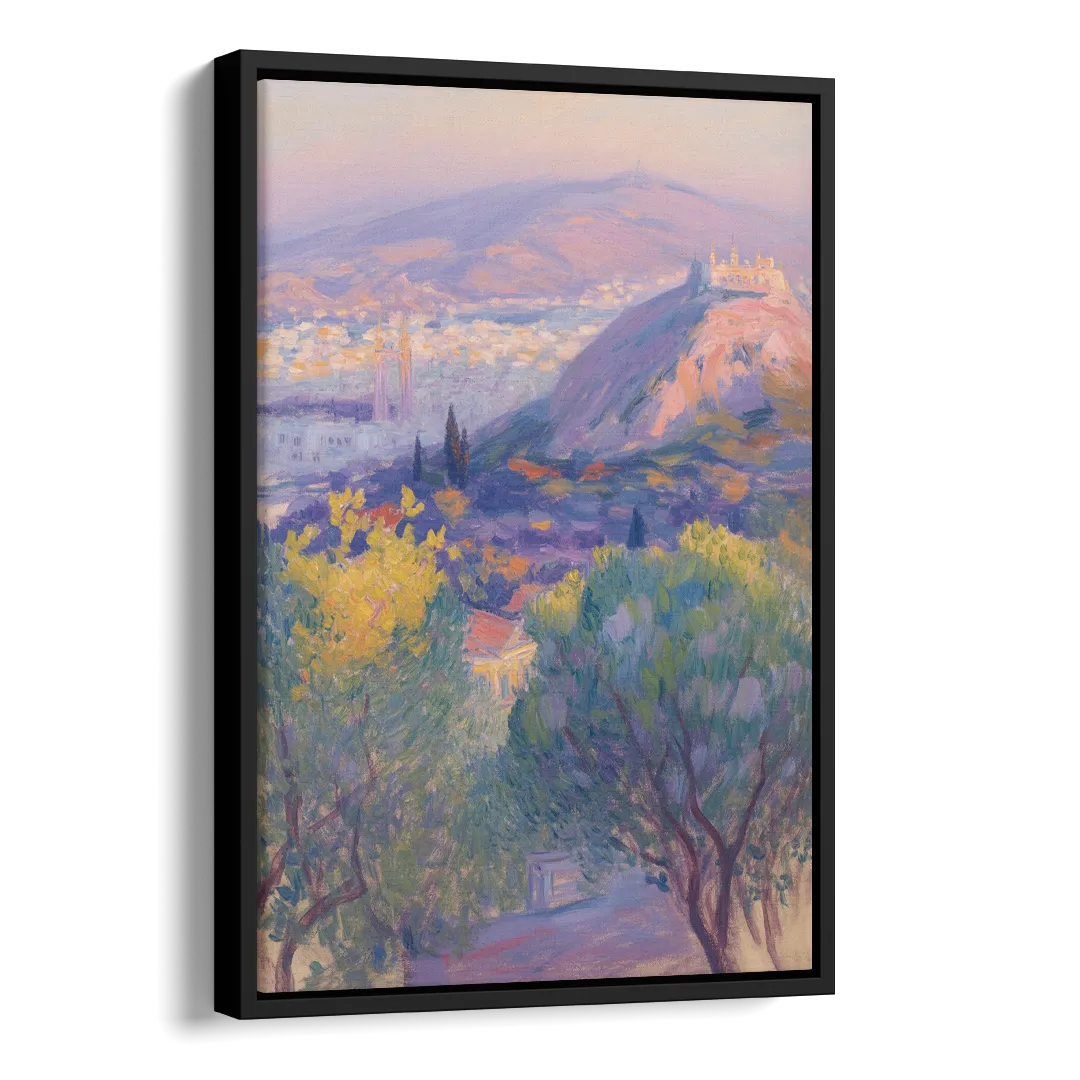 Lycabettus Hill View Side - Black Canvas Wall Art
