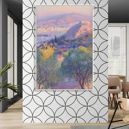 Lycabettus Hill View Sitting Room - White Canvas Wall Art