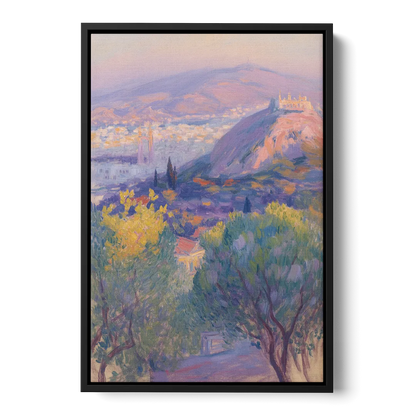 Lycabettus Hill View Front - Black Canvas Wall Art