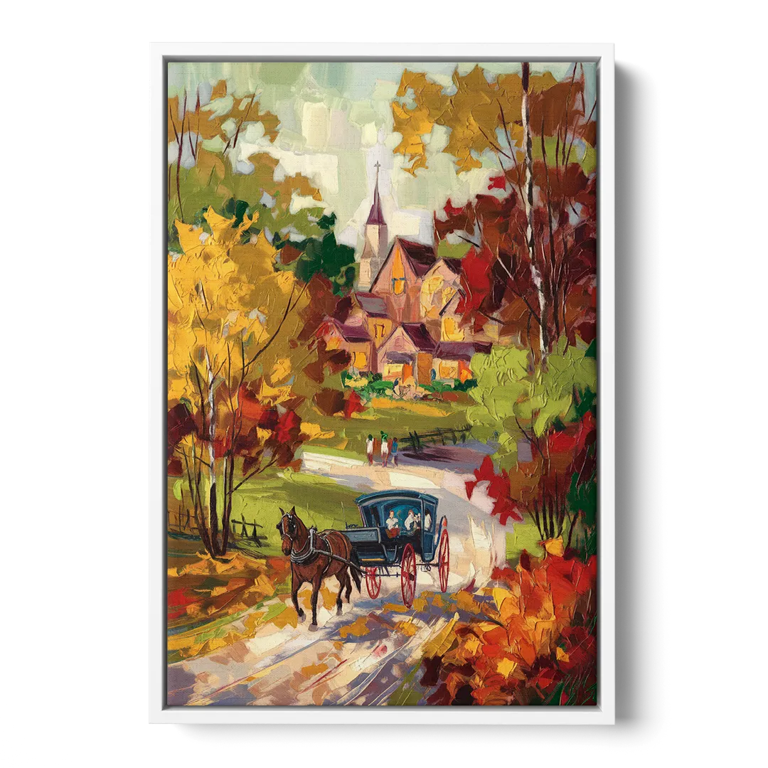 Mackinac Island Autumn Foliage Front - White Canvas Wall Art