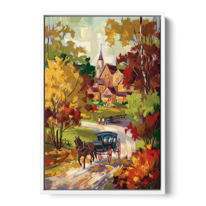 Mackinac Island Autumn Foliage Front - White Canvas Wall Art
