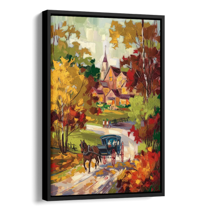 Mackinac Island Autumn Foliage Side - Black Canvas Wall Art