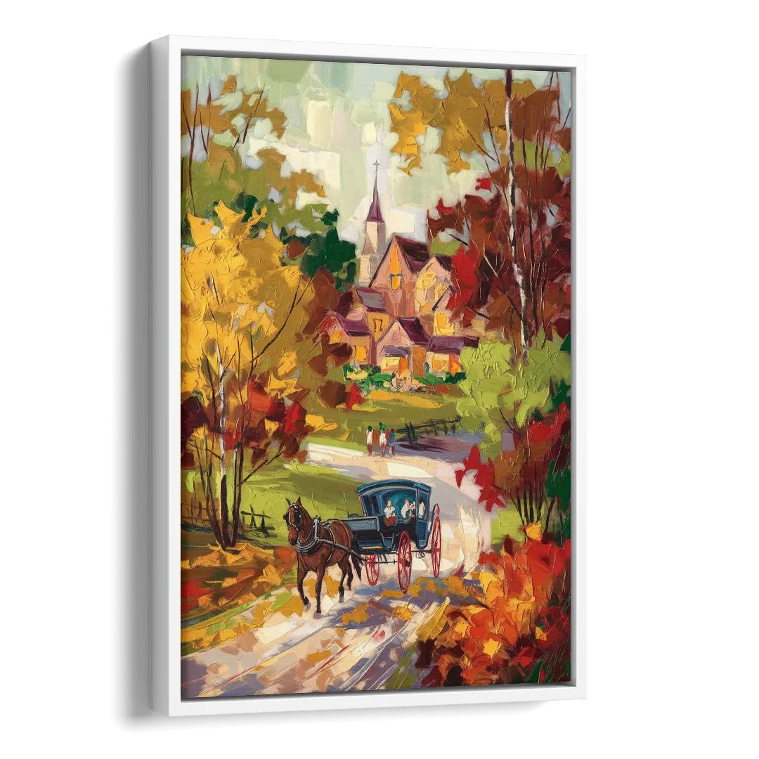 Mackinac Island Autumn Foliage Side - White Canvas Wall Art