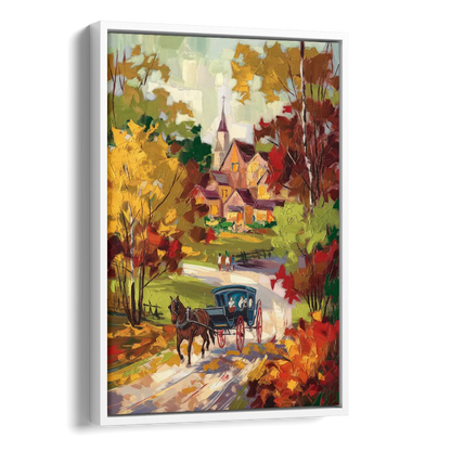 Mackinac Island Autumn Foliage Side - White Canvas Wall Art