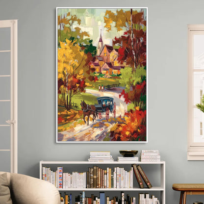 Mackinac Island Autumn Foliage Living Room - White Canvas Wall Art