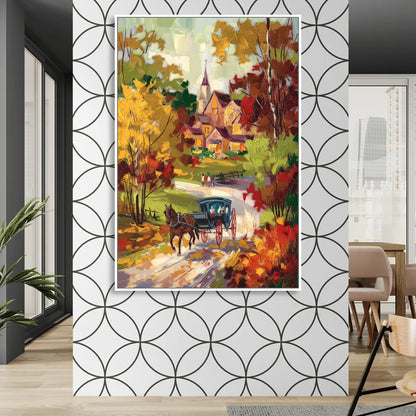 Mackinac Island Autumn Foliage Sitting Room - White Canvas Wall Art