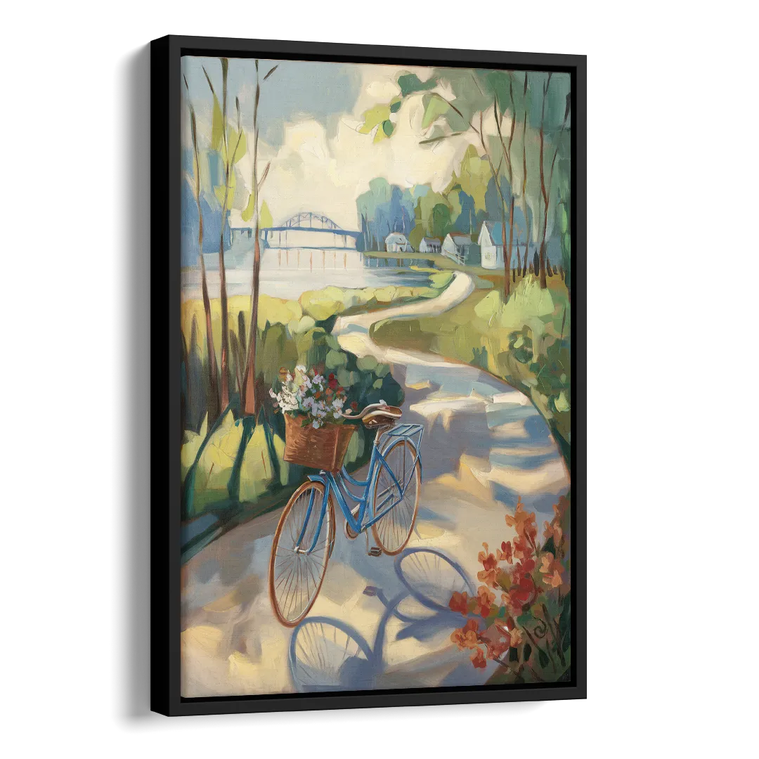 Mackinac Island Bicycle Path Side - Black Canvas Wall Art