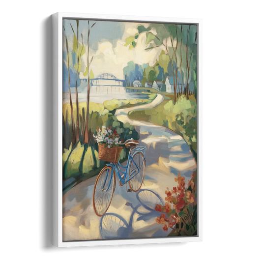 Mackinac Island Bicycle Path Side - White Canvas Wall Art