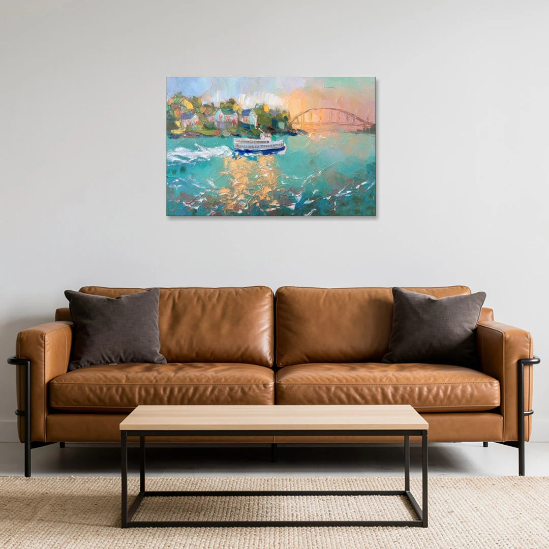 Mackinac Island Ferry Crossing - Canvas Wall Art - Sofa - 36x24