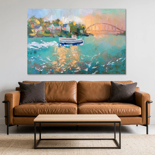 Mackinac Island Ferry Crossing - Canvas Wall Art - Sofa - 60x40