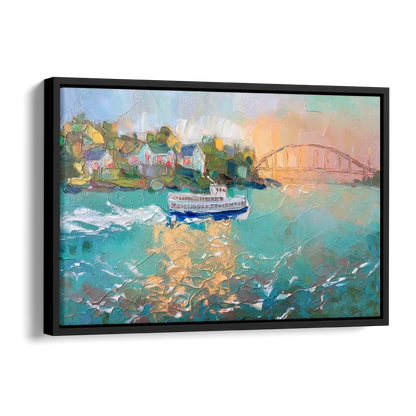 Mackinac Island Ferry Crossing Side - Black Canvas Wall Art