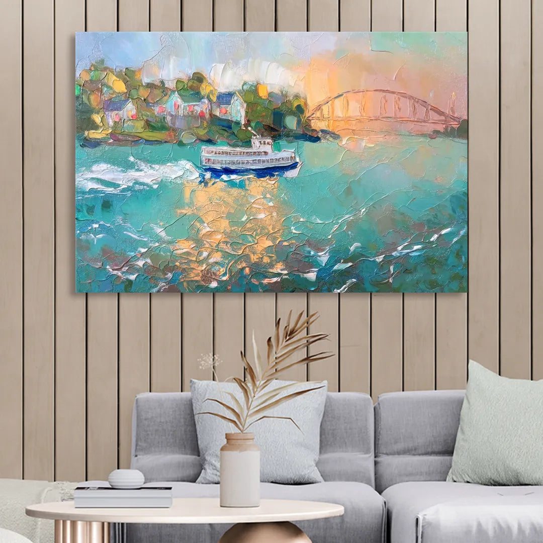 Mackinac Island Ferry Crossing Sitting Room - Canvas Wall Art