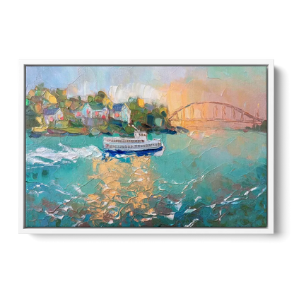 Mackinac Island Ferry Crossing Front - White Canvas Wall Art