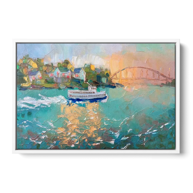 Mackinac Island Ferry Crossing Front - White Canvas Wall Art