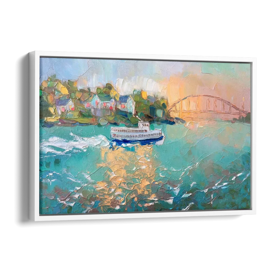 Mackinac Island Ferry Crossing Side - White Canvas Wall Art