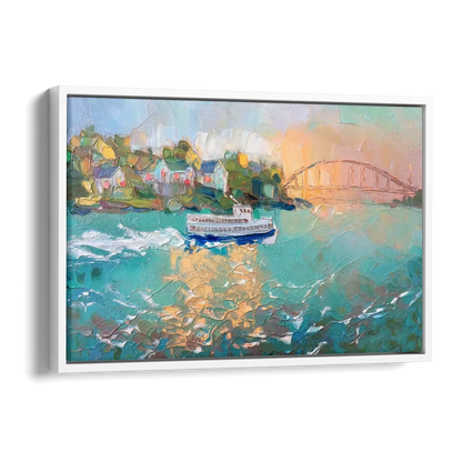 Mackinac Island Ferry Crossing Side - White Canvas Wall Art