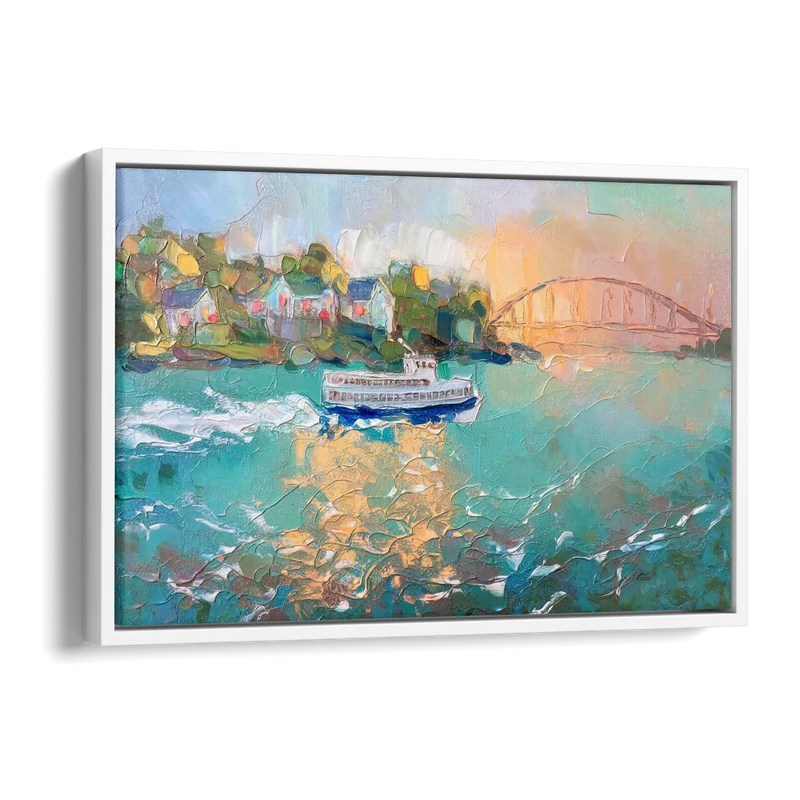 Mackinac Island Ferry Crossing Side - White Canvas Wall Art