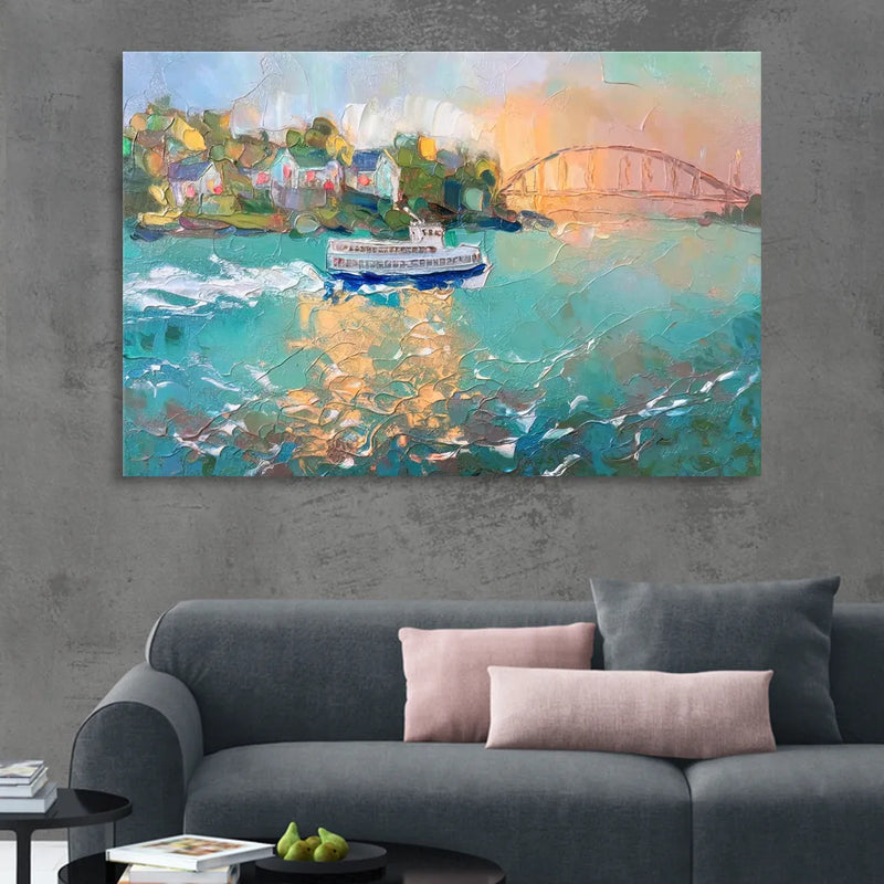 Mackinac Island Ferry Crossing Living Room - Canvas Wall Art