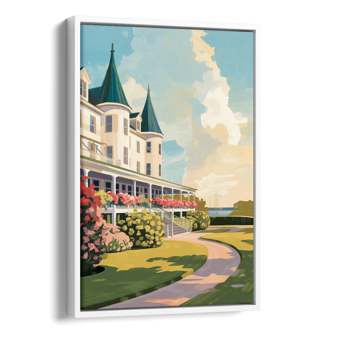 Mackinac Island Grand Hotel View Side - White Canvas Wall Art