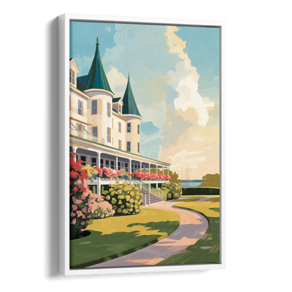 Mackinac Island Grand Hotel View Side - White Canvas Wall Art