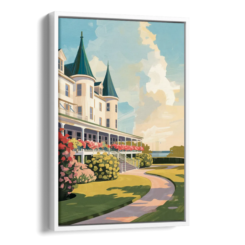 Mackinac Island Grand Hotel View Side - White Canvas Wall Art