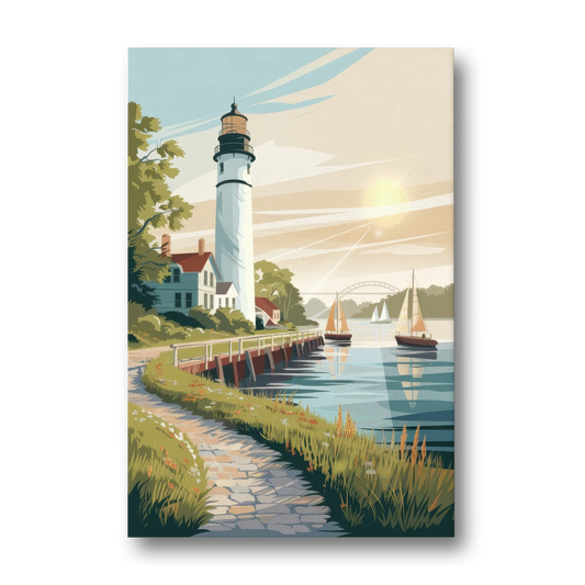 Mackinac Island Historic Lighthouse - Canvas Wall Art - Front