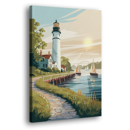 Mackinac Island Historic Lighthouse Side - Canvas Wall Art
