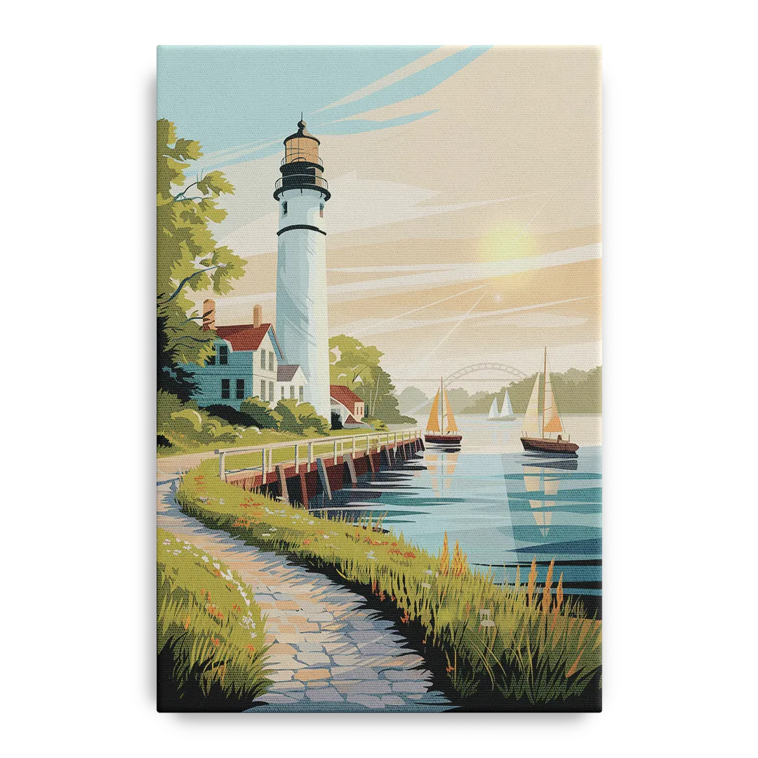 Mackinac Island Historic Lighthouse Front - Canvas Wall Art