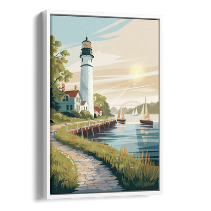 Mackinac Island Historic Lighthouse Side - White Canvas Wall Art