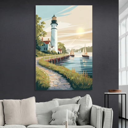 Mackinac Island Historic Lighthouse Sitting Room - Canvas Wall Art
