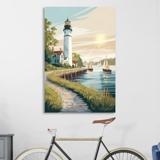 Mackinac Island Historic Lighthouse Living Room - Canvas Wall Art