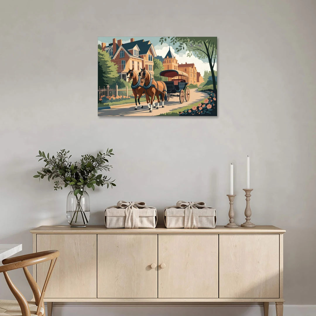 Mackinac Island Horse Carriage Ride - Canvas Wall Art - Coffee Table - 36x24
