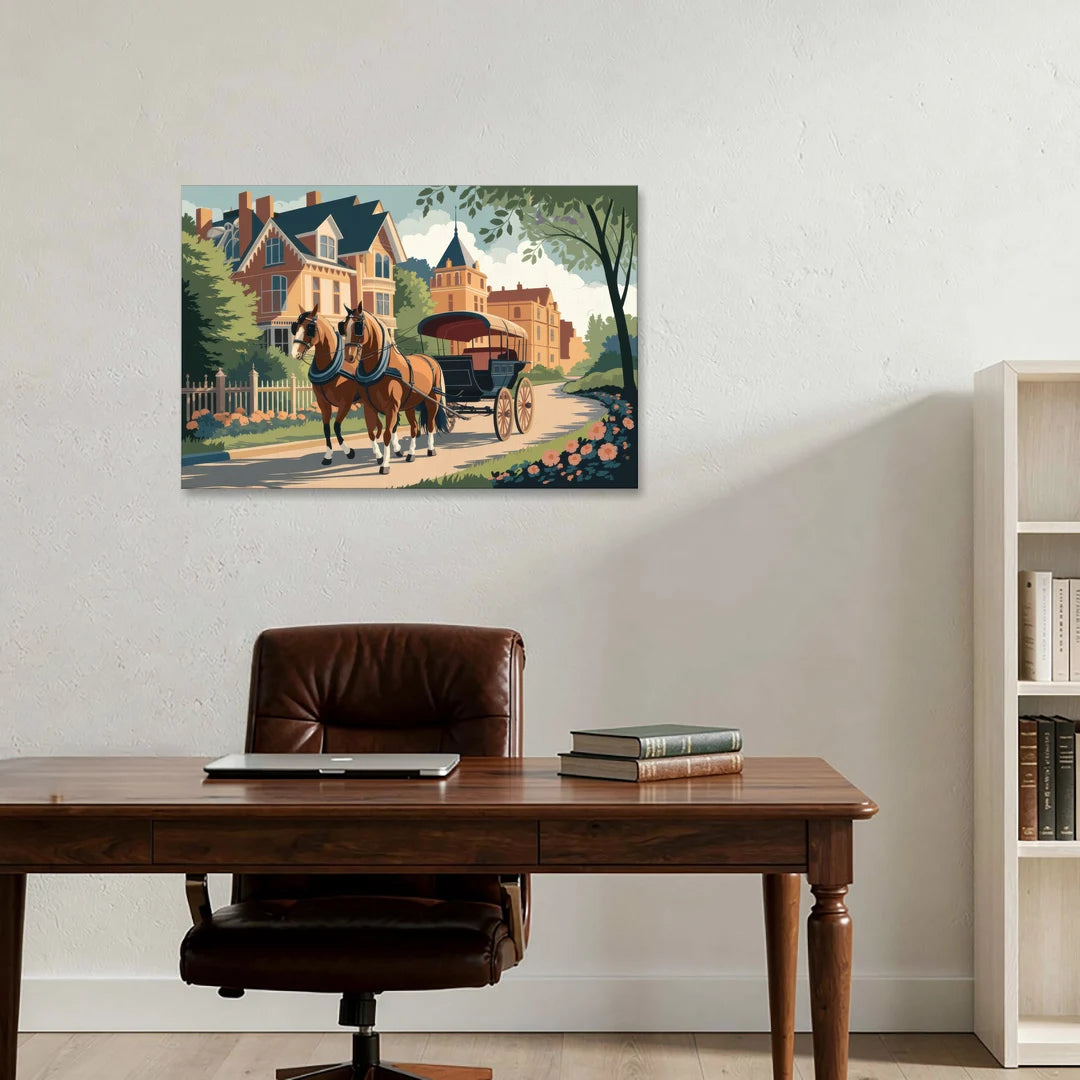Mackinac Island Horse Carriage Ride - Canvas Wall Art - Office - 36x24