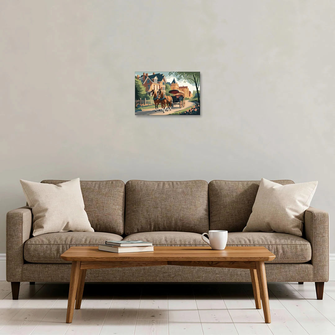 Mackinac Island Horse Carriage Ride - Canvas Wall Art - Sofa - 18x12
