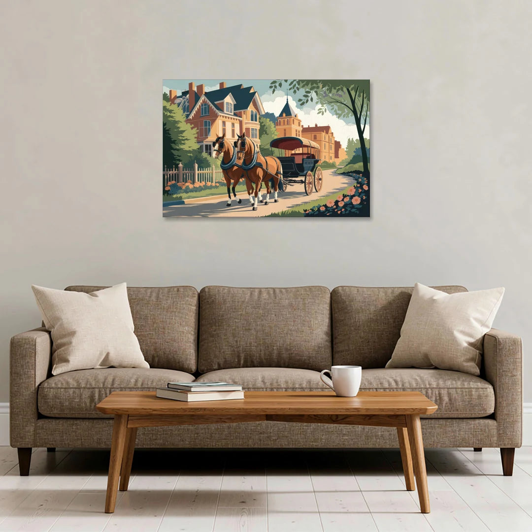 Mackinac Island Horse Carriage Ride - Canvas Wall Art - Sofa - 36x24