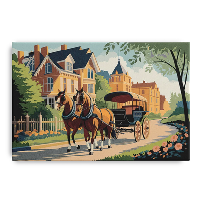 Mackinac Island Horse Carriage Ride Front - Canvas Wall Art