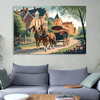 Mackinac Island Horse Carriage Ride Sitting Room - Canvas Wall Art