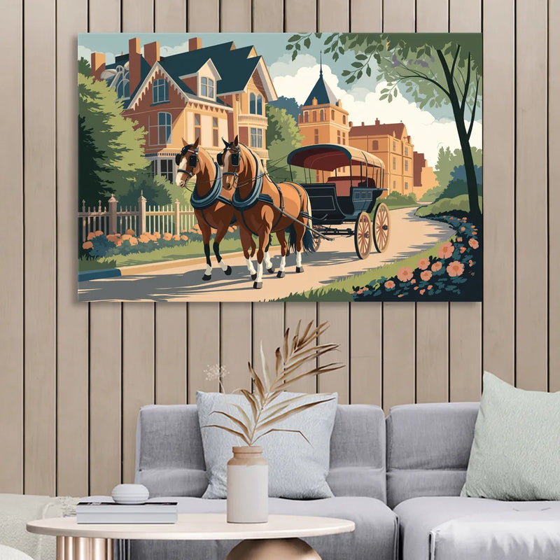 Mackinac Island Horse Carriage Ride Living Room - Canvas Wall Art