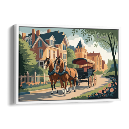 Mackinac Island Horse Carriage Ride Side - White Canvas Wall Art