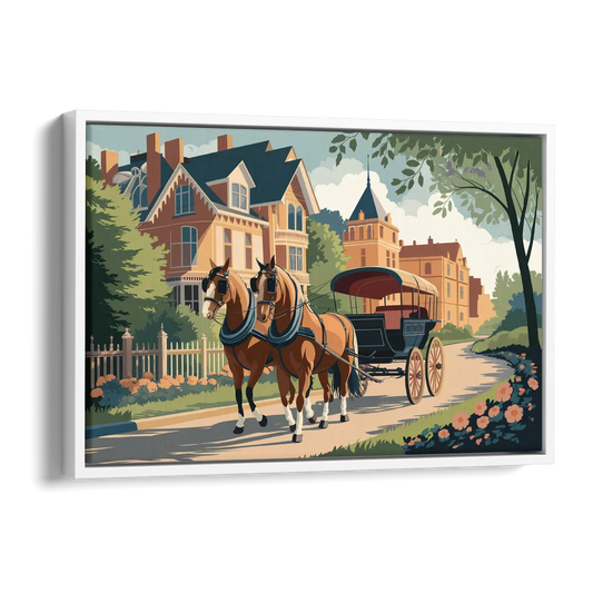 Mackinac Island Horse Carriage Ride Side - White Canvas Wall Art