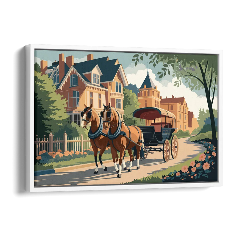 Mackinac Island Horse Carriage Ride Side - White Canvas Wall Art
