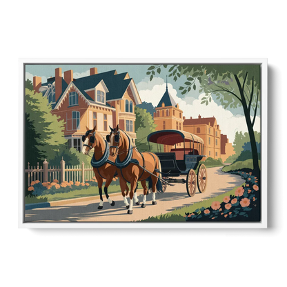 Mackinac Island Horse Carriage Ride Front - White Canvas Wall Art